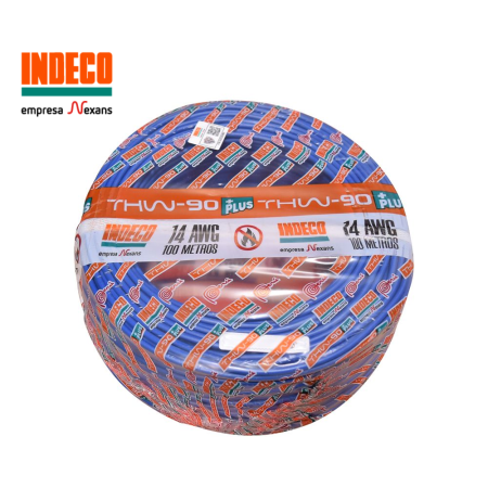 Cable THW-90+ 14AWG, 750V PVC azul INDECO